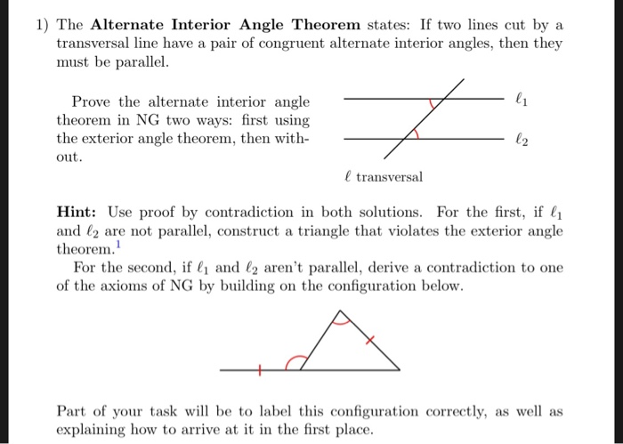 Solved 1 The Alternate Interior Angle Theorem States If