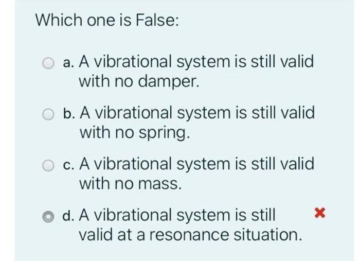 Solved Which one is False: a. A vibrational system is still | Chegg.com