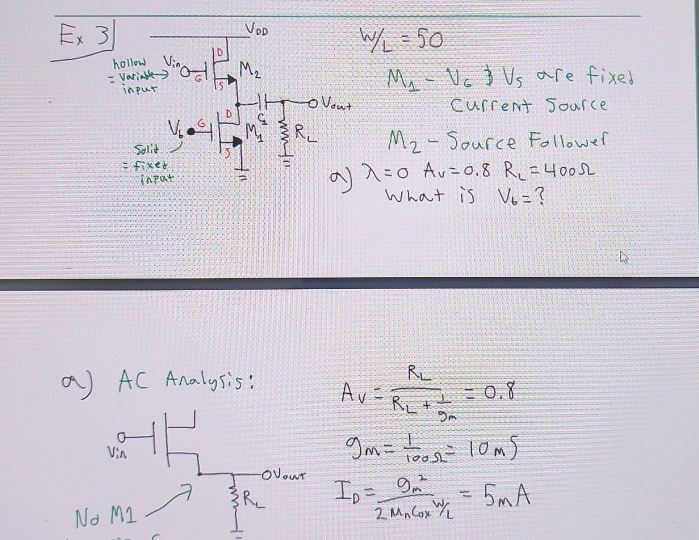 Solved Ex w/L=50M1−V6iV5 are fixed current source M2