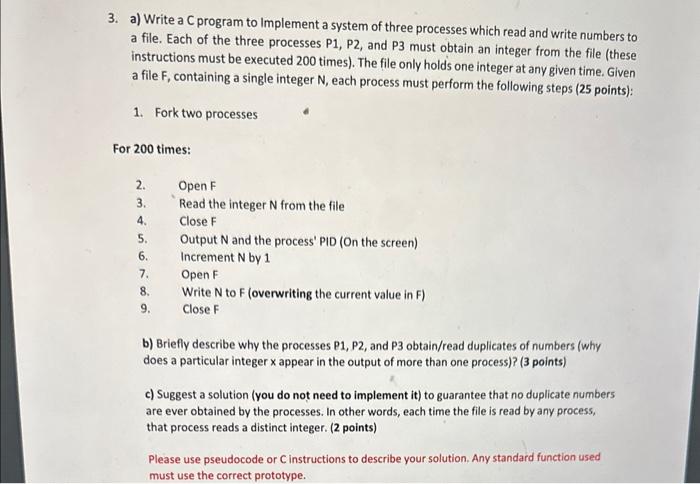 3. a) Write a C program to Implement a system of | Chegg.com image.