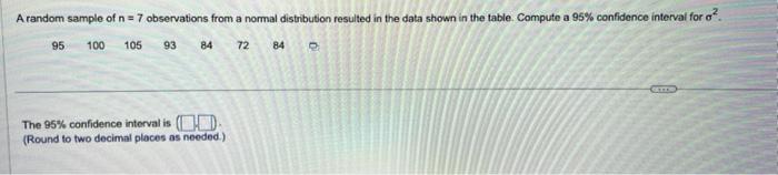 Solved A random sample of n=7 observations from a normal | Chegg.com