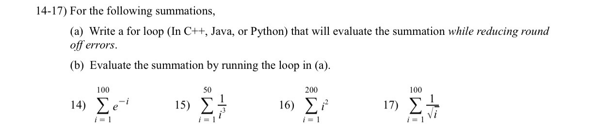 Solved 14-17) ﻿For the following summations,(a) ﻿Write a for | Chegg.com
