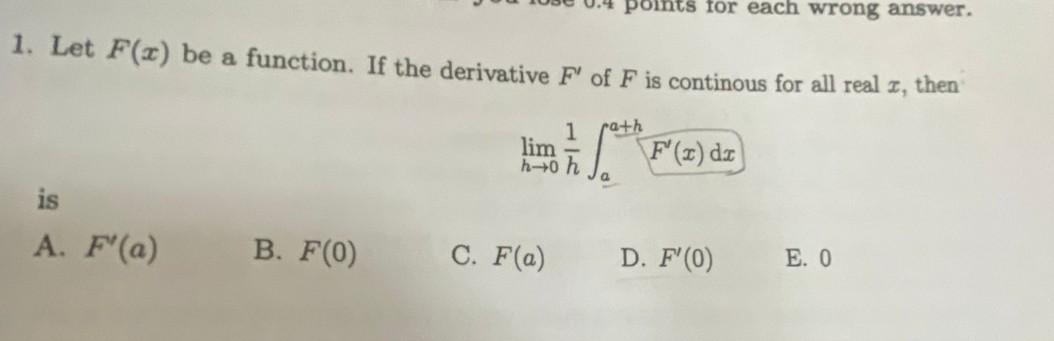 Solved 1 Let F x Be A Function If The Derivative F Of F Chegg