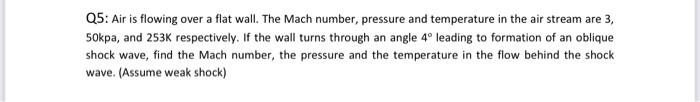 Solved Q5: Air is flowing over a flat wall. The Mach number, | Chegg.com