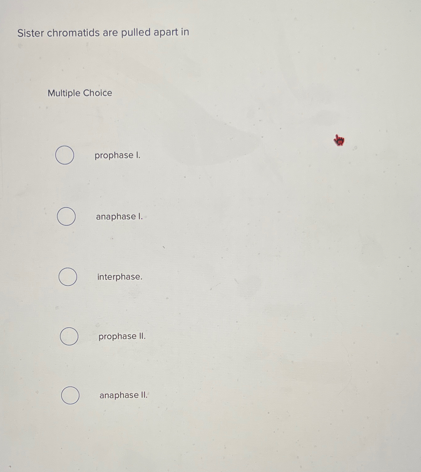 Solved Sister chromatids are pulled apart inMultiple Biology Diagrams