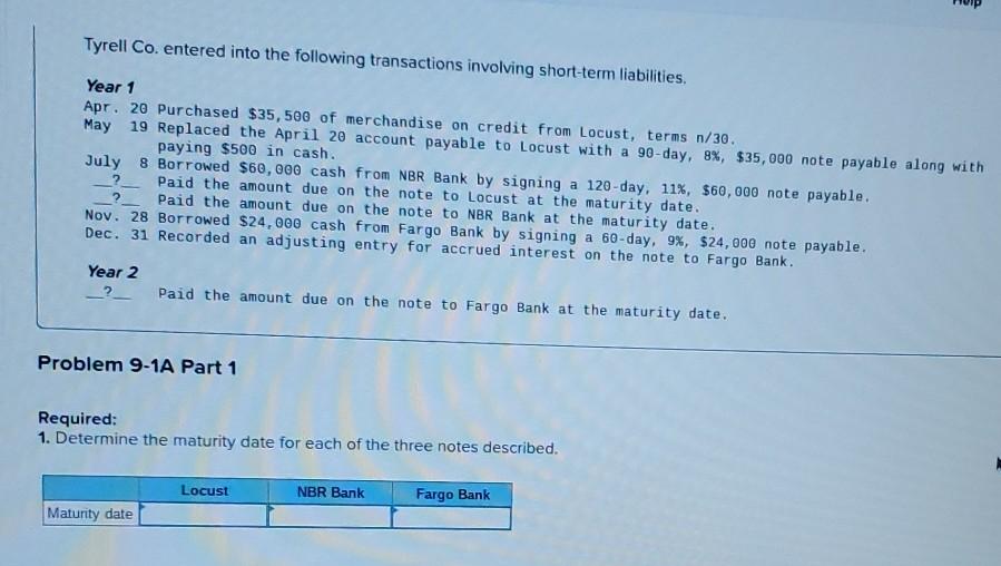 Solved HUP Tyrell Co. entered into the following