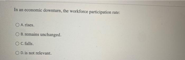 Solved In An Economic Downturn The Workforce Participation Chegg