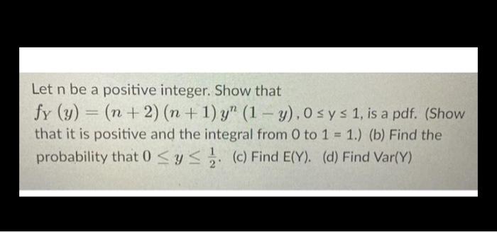 Solved Let N Be A Positive Integer Show That Fy Y N 5172