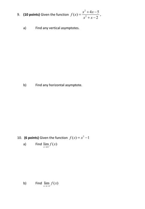 Solved 9 10 Points Given The Function F X X2 X−2x2 4x−5