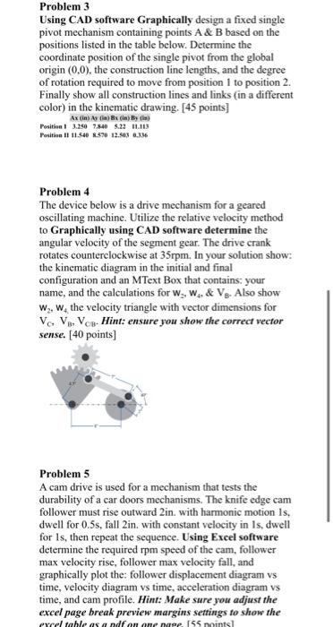 Solved Problem 3 Using CAD software Graphically design a | Chegg.com