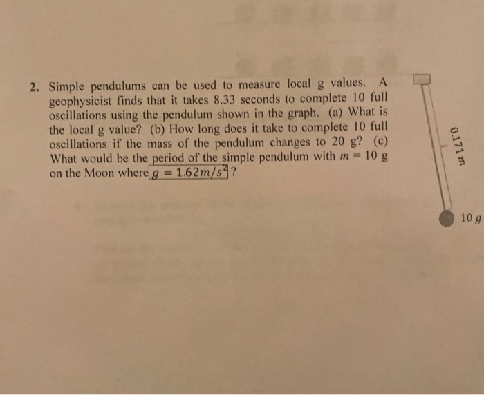 Solved 2. Simple pendulums can be used to measure local g