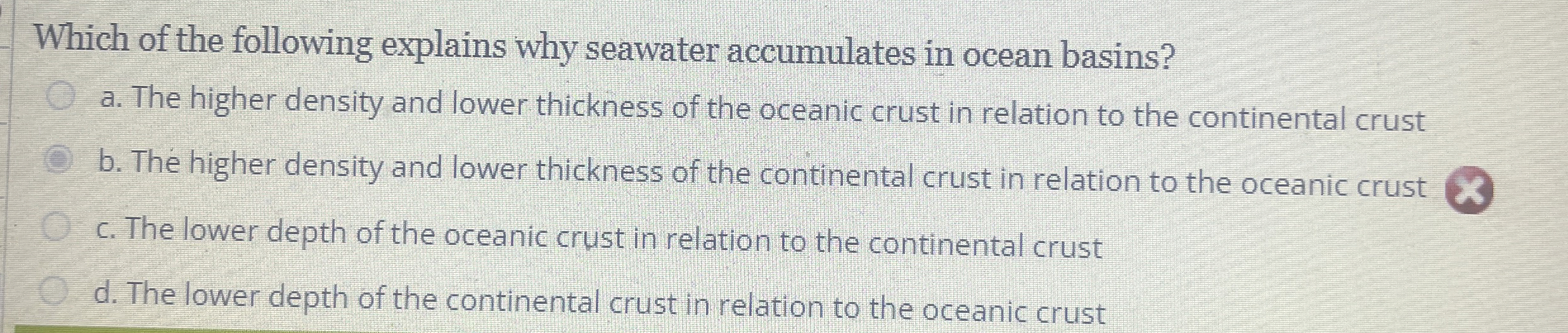 Solved Which of the following explains why seawater | Chegg.com