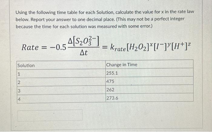 Using the following time table for each Solution, | Chegg.com