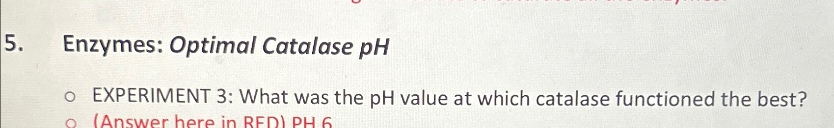 effect of ph on potato catalase experiment