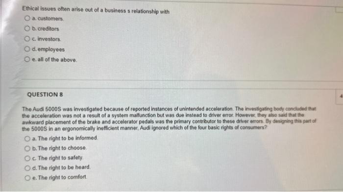 Solved Ethical issues often arise out of a business s | Chegg.com