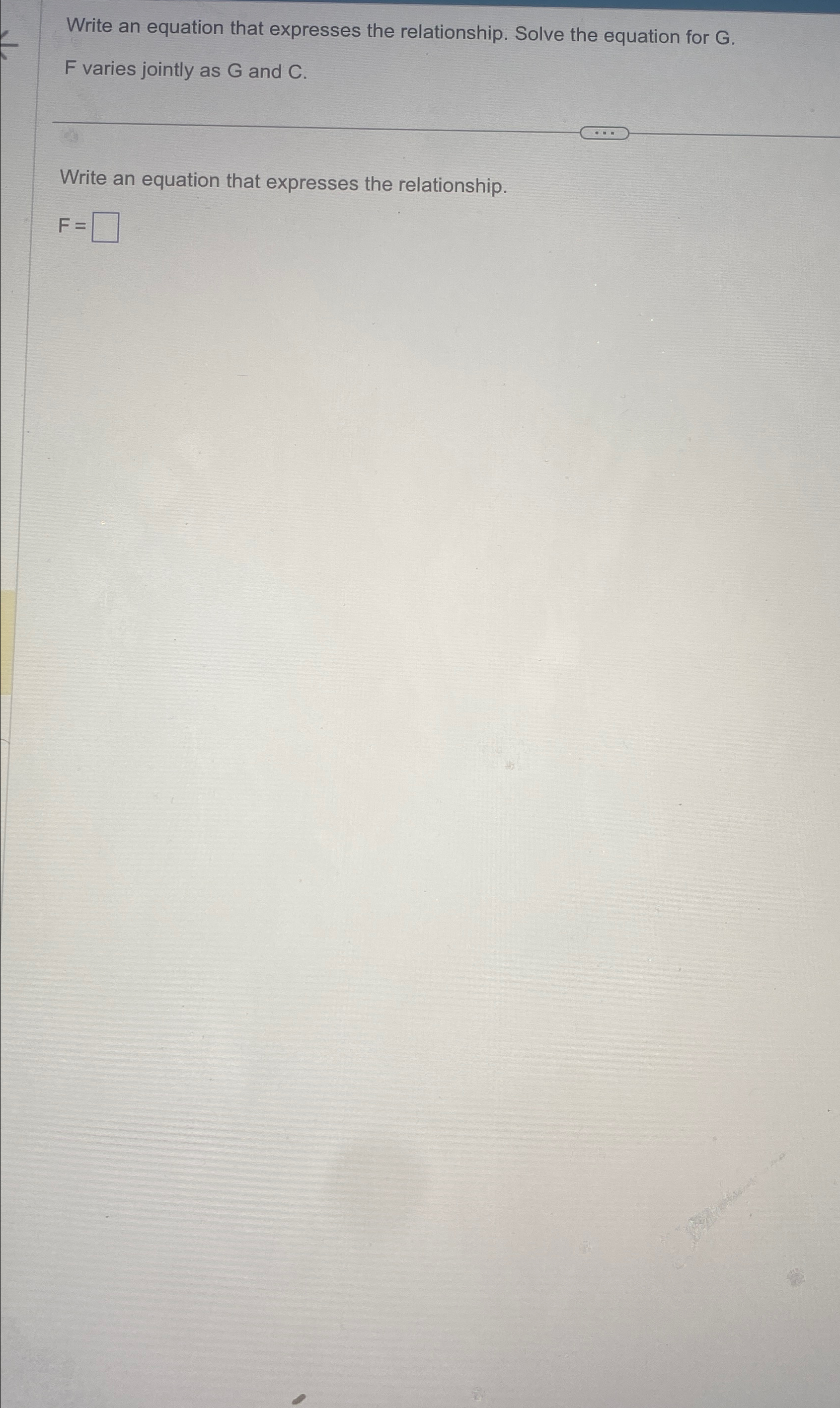 Solved Write an equation that expresses the relationship. | Chegg.com