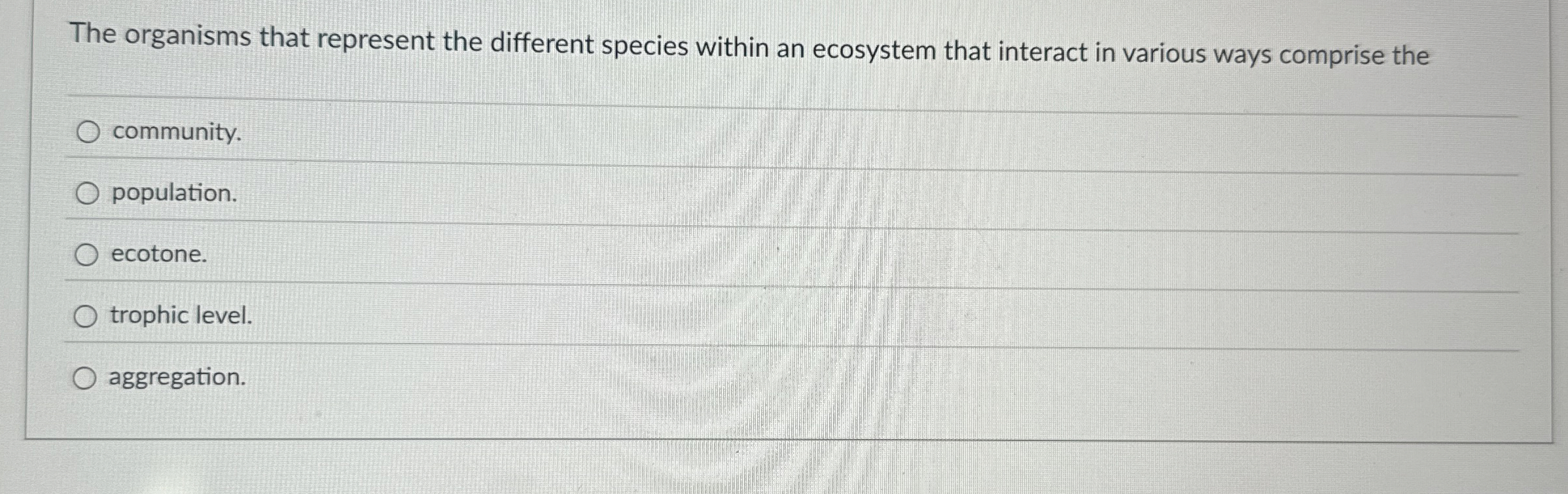 Solved The organisms that represent the different species | Chegg.com