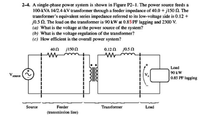 Solved 2-4. A single-phase power system is shown in Figure | Chegg.com