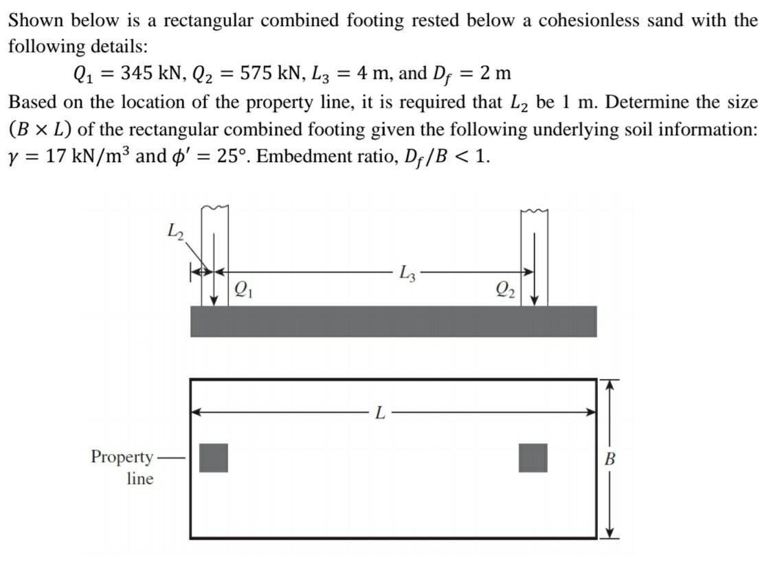Solved Shown below is a rectangular combined footing rested | Chegg.com