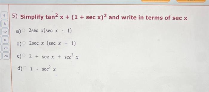 simplify sec inverse 1 2x 2 1