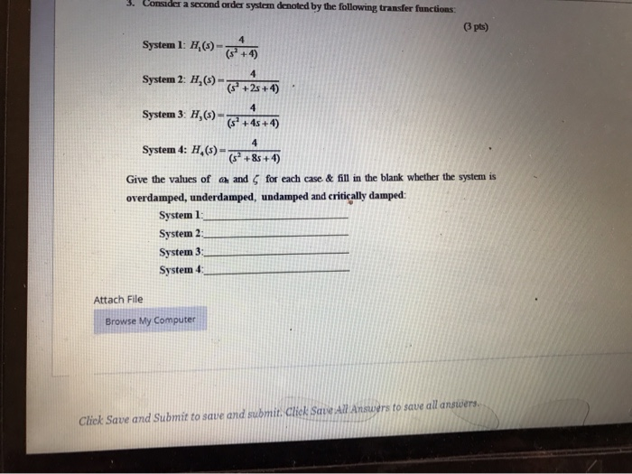 Solved 3. Consider a second order system denoted by the | Chegg.com