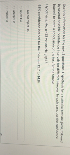 Solved Use this information for the next 3 ﻿questions. | Chegg.com