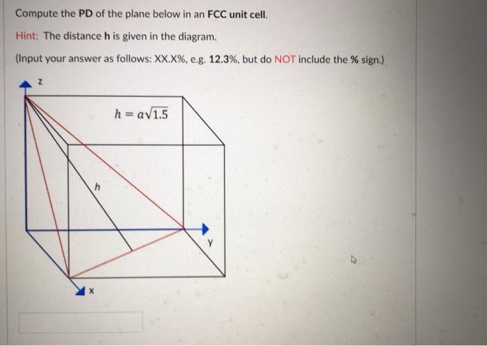 Solved Compute the PD of the plane below in an FCC unit | Chegg.com