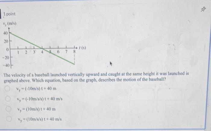 Solved The velocity of a baseball launched vertically upward | Chegg.com