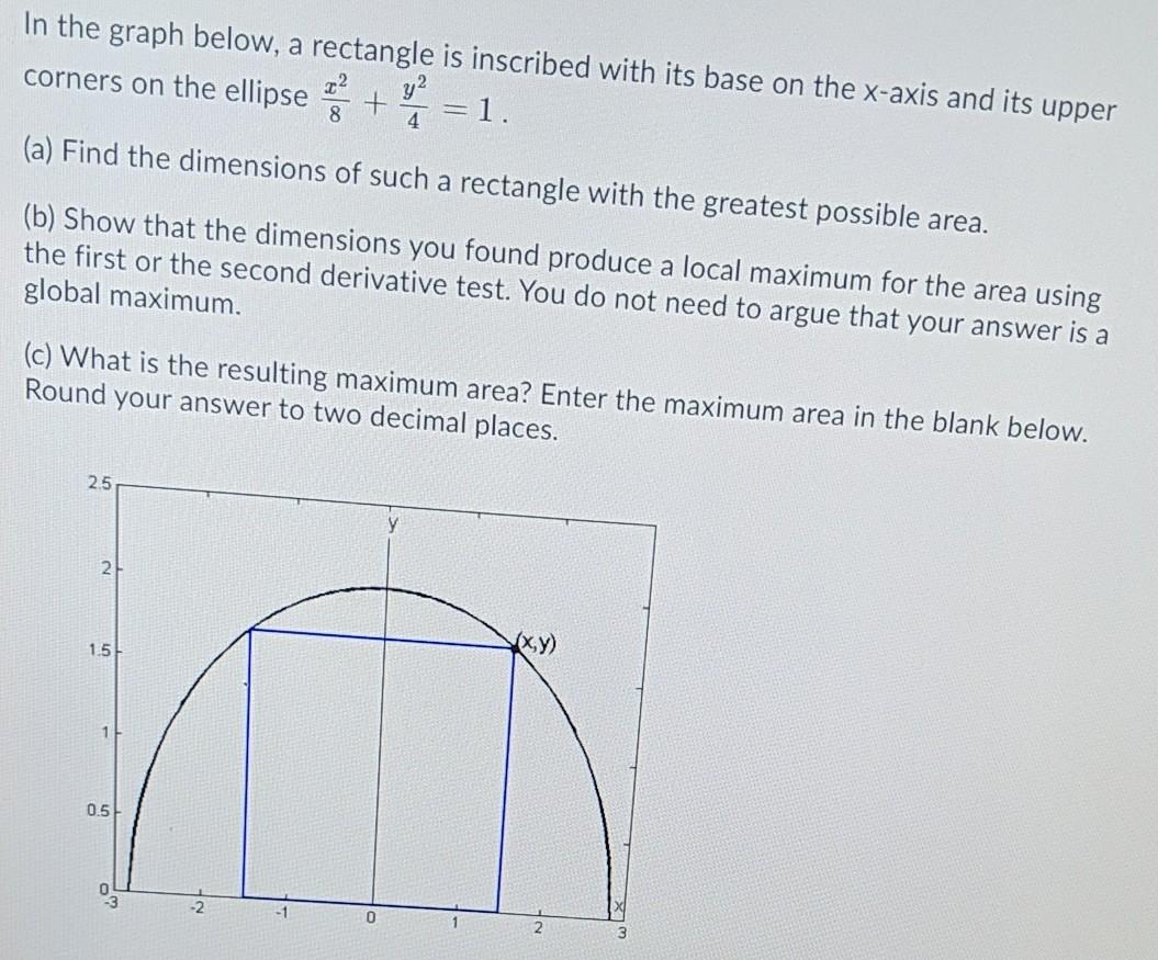 Solved In the graph below, a rectangle is inscribed with its | Chegg.com