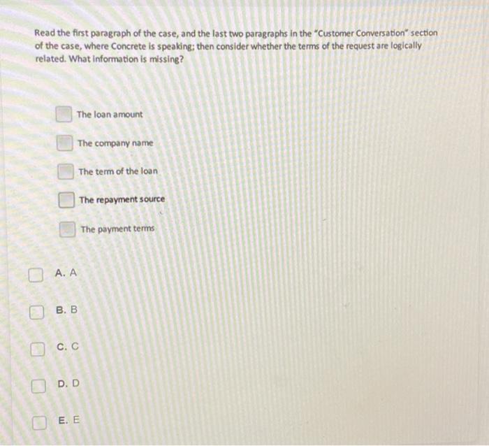 Read the first paragraph of the case, and the last | Chegg.com
