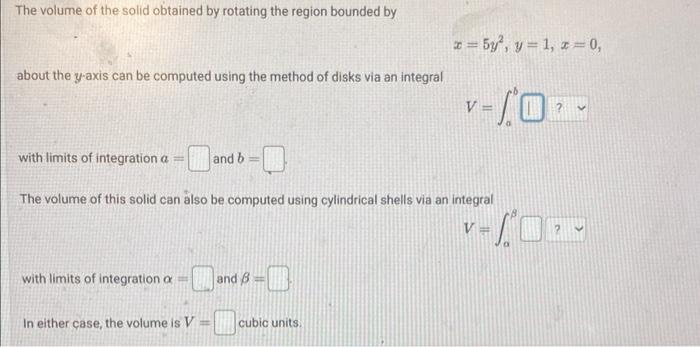Solved The volume of the solid obtained by rotating the | Chegg.com