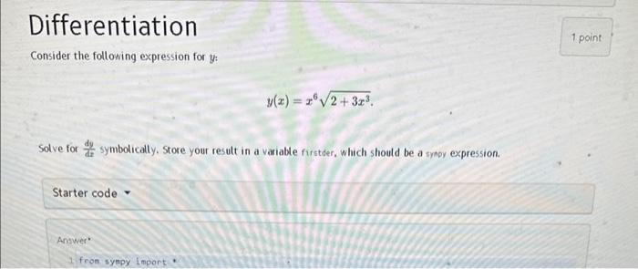Solved Differentiation Consider the following expression for | Chegg.com