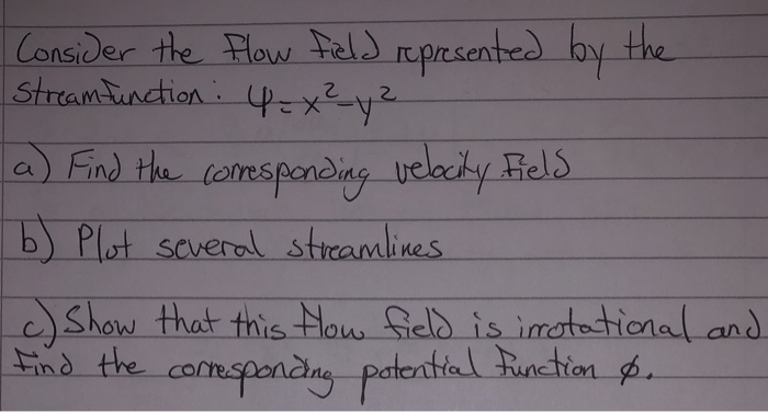 Solved Consider the flow field represented by the Stream | Chegg.com