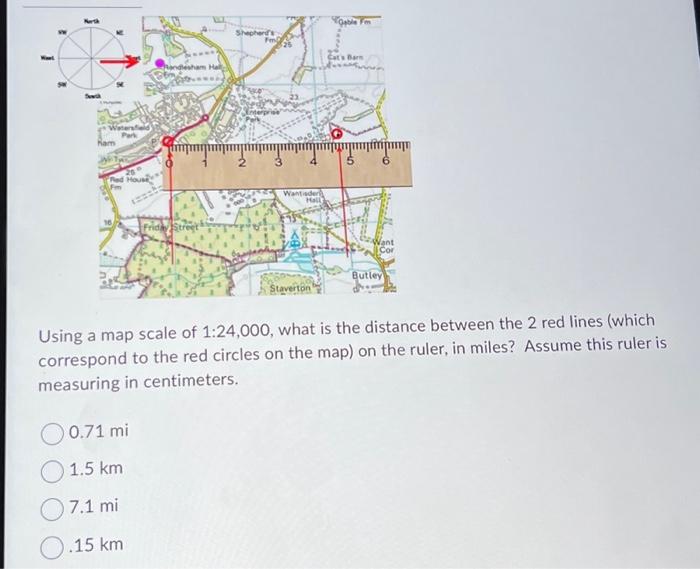 Solved Using a map scale of 1 24 000 what is the distance Chegg