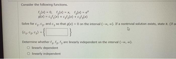 Solved Consider the following functions. 1,(x) = 0; f(x) = | Chegg.com