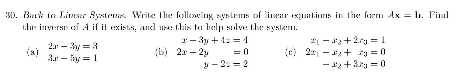 Solved Back to Linear Systems. Write the following systems | Chegg.com