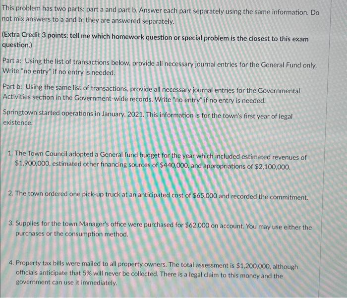 Solved This problem has two parts: part a and part b. Answer | Chegg.com