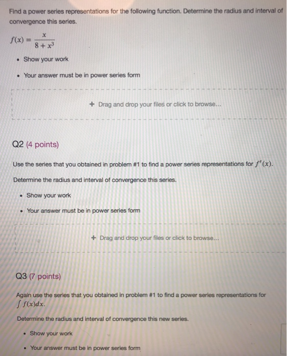 Solved Find a power series representations for the following | Chegg.com
