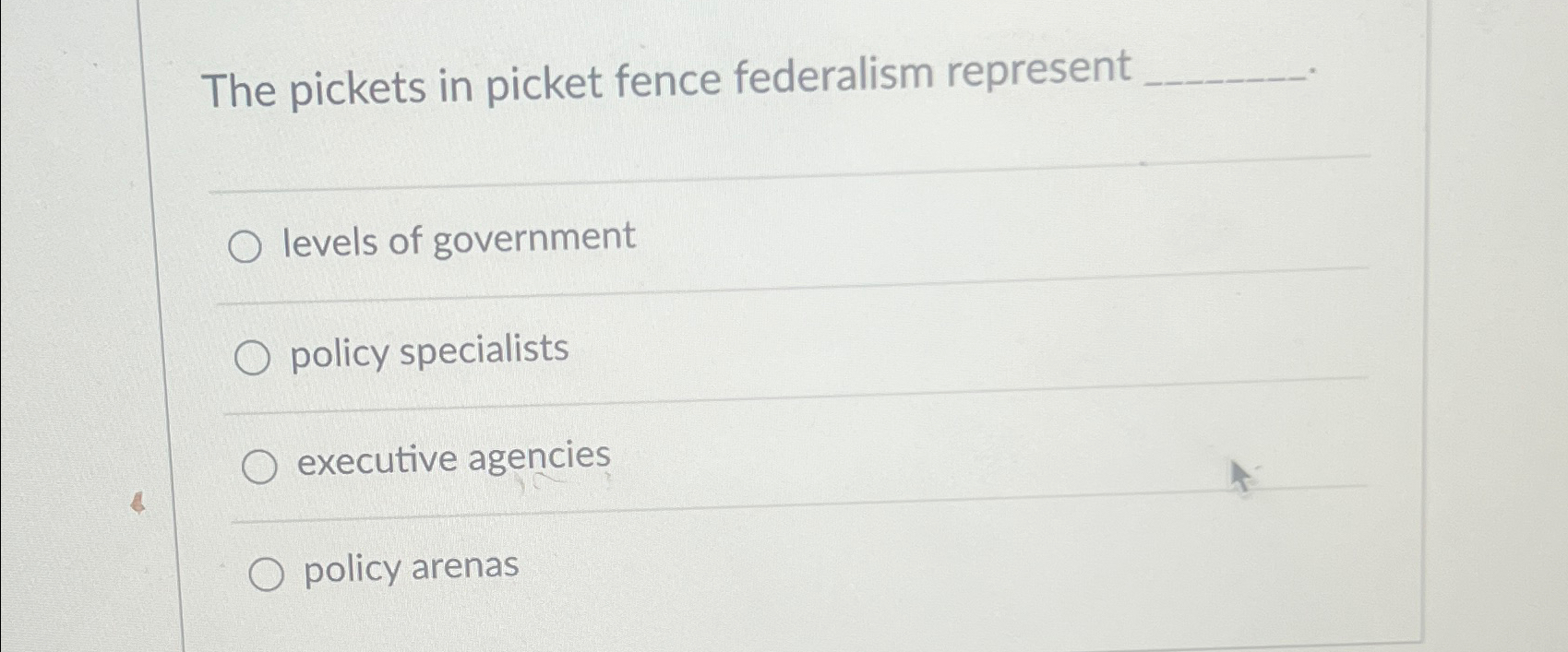 Solved The pickets in picket fence federalism