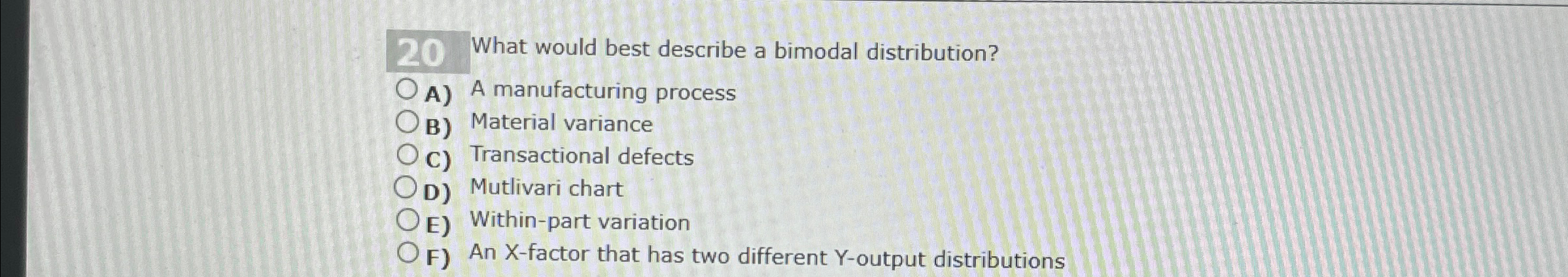 Solved What would best describe a bimodal distribution?A) ﻿A | Chegg.com