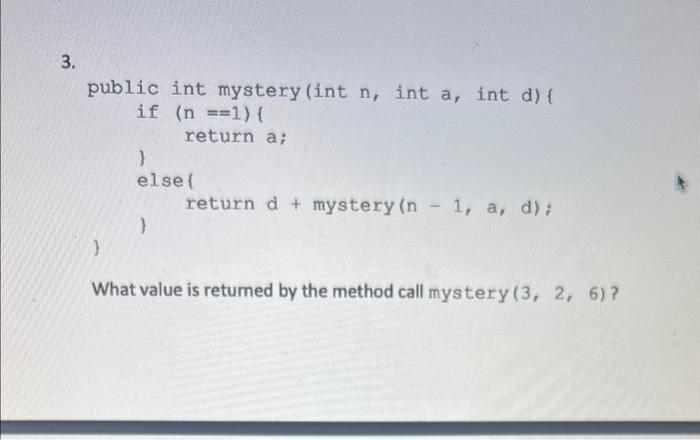 Solved 1. public int sum(int n){ if (n==1){ return 1 ; else | Chegg.com