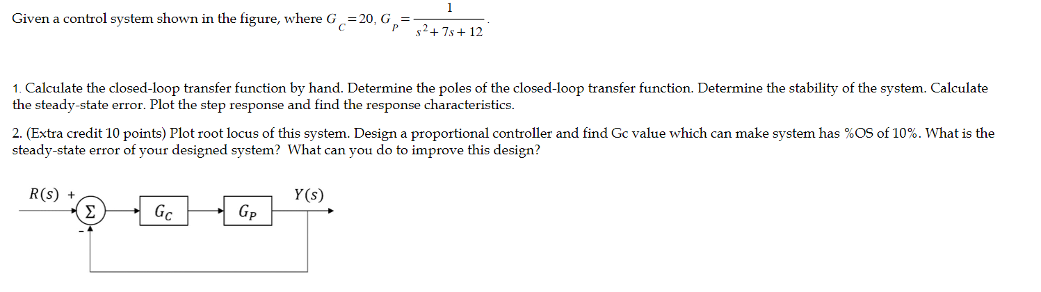 Solved Given a control system shown in the figure, where | Chegg.com