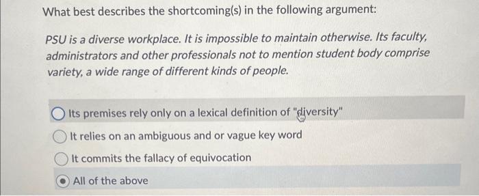What best describes the shortcoming(s) in the | Chegg.com
