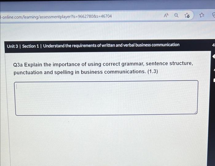 Solved Q3a Explain the importance of using correct grammar, | Chegg.com