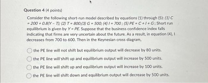 Solved Question 4 (4 points) Consider the following | Chegg.com