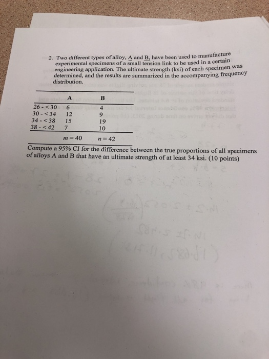 Solved 2. Two different types of alloy, A and B have been