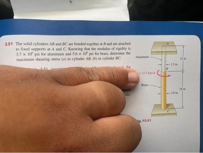 Solved 3.51 The Solid Cylinders AB And BC Are Bonded | Chegg.com