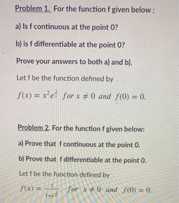 Solved Problem 1. For the function f given below: a) Is f | Chegg.com