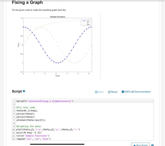  solved please code in matlab fix the given code to