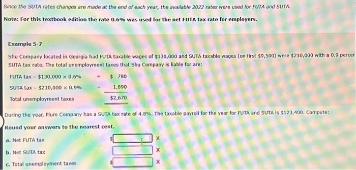 Solved Since the SUTA rates changes are made at the end of | Chegg.com